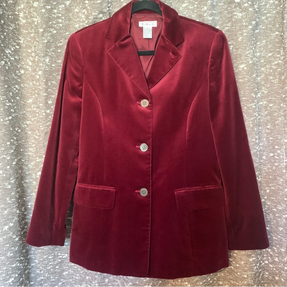 Vintage Talbots Crimson Velvet Blazer Jacket Coat Women’s Size 4